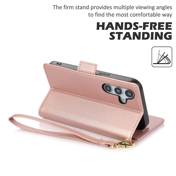 For Samsung Galaxy S25+ / S24+ 5G Side Buckle RFID Anti-theft Leather Phone Case(Rose Gold)