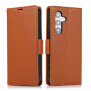 For Samsung Galaxy S25+ / S24+ 5G Side Buckle RFID Anti-theft Leather Phone Case(Brown)