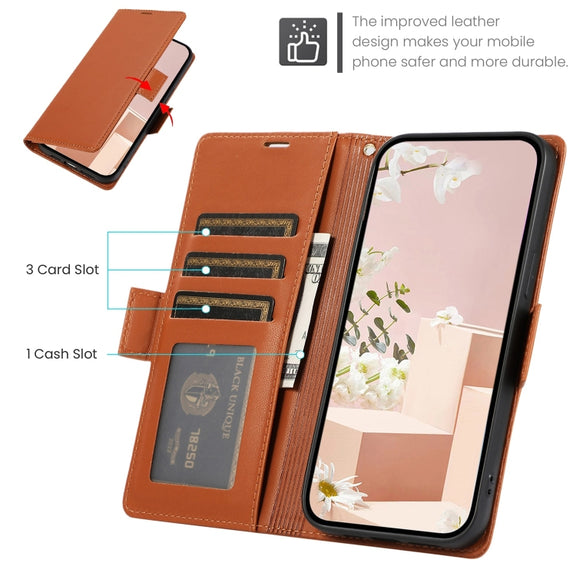 For Samsung Galaxy S25+ / S24+ 5G Side Buckle RFID Anti-theft Leather Phone Case(Brown)