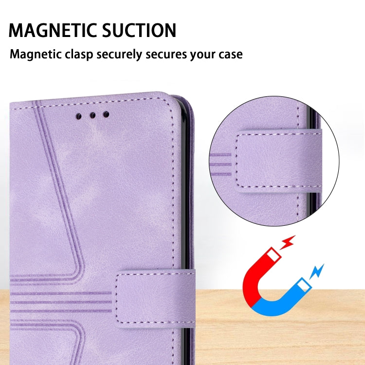 For Samsung Galaxy S25 5G Triangle Solid Color Leather Phone Case(Purple) - Galaxy S25 5G Cases by PMC TechLife | Online Shopping South Africa | PMC TechLife | Buy Now Pay Later Mobicred