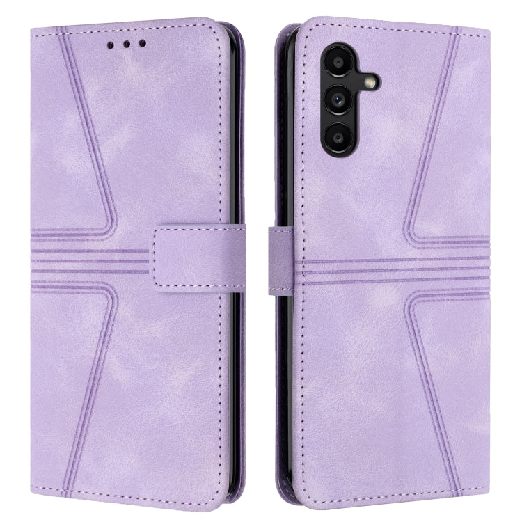 For Samsung Galaxy S25+5G Triangle Solid Color Leather Phone Case(Purple) - Galaxy S25+ 5G Cases by PMC TechLife | Online Shopping South Africa | PMC TechLife | Buy Now Pay Later Mobicred