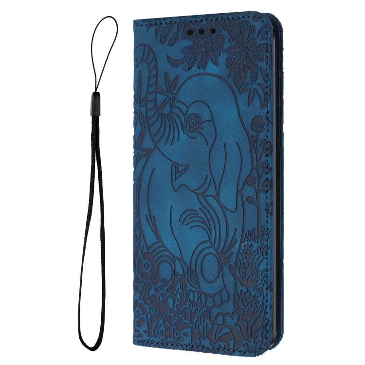 For Samsung Galaxy S25 Ultra 5G Retro Elephant Embossed Leather Phone Case(Blue) - Galaxy S25 Ultra 5G Cases by PMC Jewellery | Online Shopping South Africa | PMC Jewellery | Buy Now Pay Later Mobicred