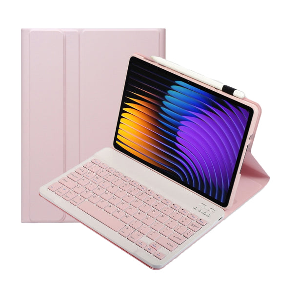 For Xiaomi Pad 7 / 7 Pro 11.2 inch A0N13 Ultra-thin Detachable Bluetooth Keyboard Leather Tablet Case(Pink White)