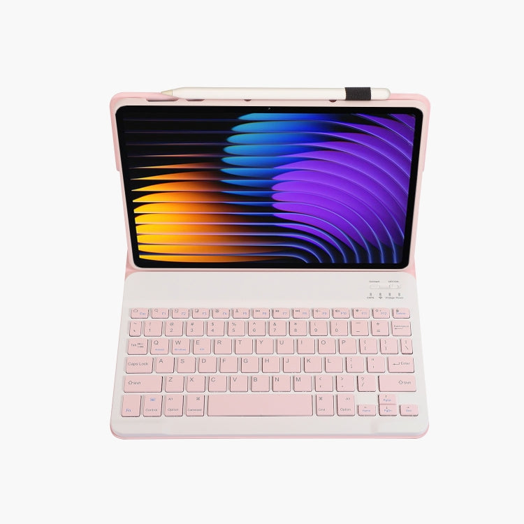 For Xiaomi Pad 7 / 7 Pro 11.2 inch A0N13 Ultra-thin Detachable Bluetooth Keyboard Leather Tablet Case(Pink White)