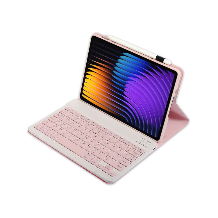 For Xiaomi Pad 7 / 7 Pro 11.2 inch A0N13 Ultra-thin Detachable Bluetooth Keyboard Leather Tablet Case(Pink White)