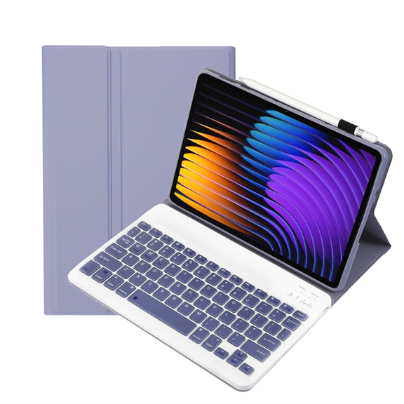 For Xiaomi Pad 7 / 7 Pro 11.2 inch A0N13 Ultra-thin Detachable Bluetooth Keyboard Leather Tablet Case(Lavender White)