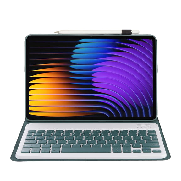 For Xiaomi Pad 7 / 7 Pro 11.2 inch A0N13 Ultra-thin Detachable Bluetooth Keyboard Leather Tablet Case(Dark Green)