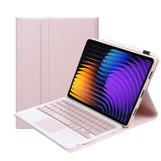 For Xiaomi Pad 7 / 7 Pro 11.2 inch A0N13-A Ultra-thin Detachable Bluetooth Keyboard Leather Tablet Case with Touchpad(Pink White)