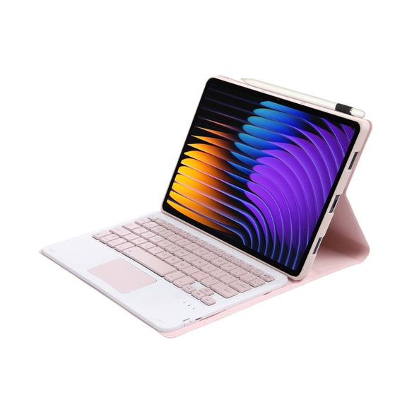 For Xiaomi Pad 7 / 7 Pro 11.2 inch A0N13-A Ultra-thin Detachable Bluetooth Keyboard Leather Tablet Case with Touchpad(Pink White)