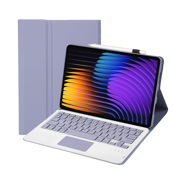 For Xiaomi Pad 7 / 7 Pro 11.2 inch A0N13-A Ultra-thin Detachable Bluetooth Keyboard Leather Tablet Case with Touchpad(Lavender White)