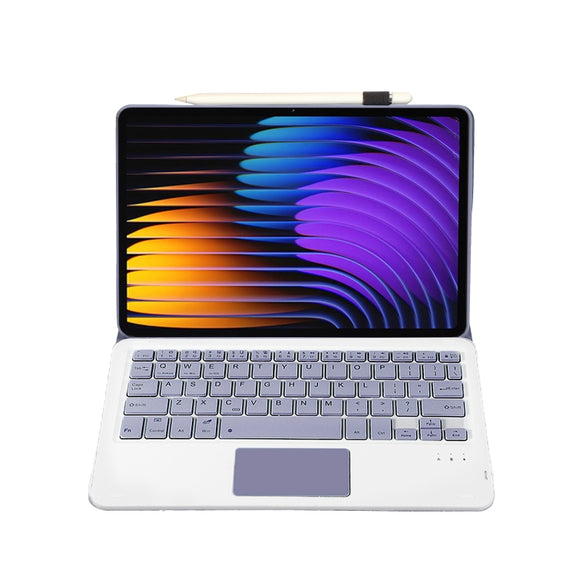 For Xiaomi Pad 7 / 7 Pro 11.2 inch A0N13-A Ultra-thin Detachable Bluetooth Keyboard Leather Tablet Case with Touchpad(Lavender White)