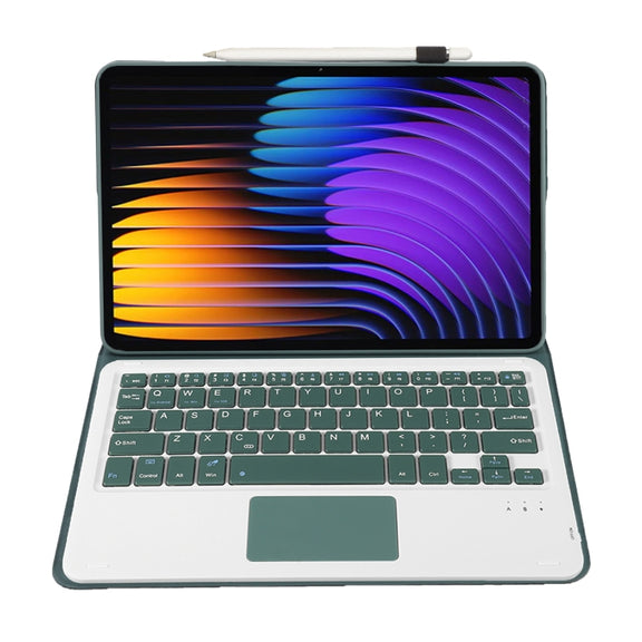 For Xiaomi Pad 7 / 7 Pro 11.2 inch A0N13-A Ultra-thin Detachable Bluetooth Keyboard Leather Tablet Case with Touchpad(Dark Green)
