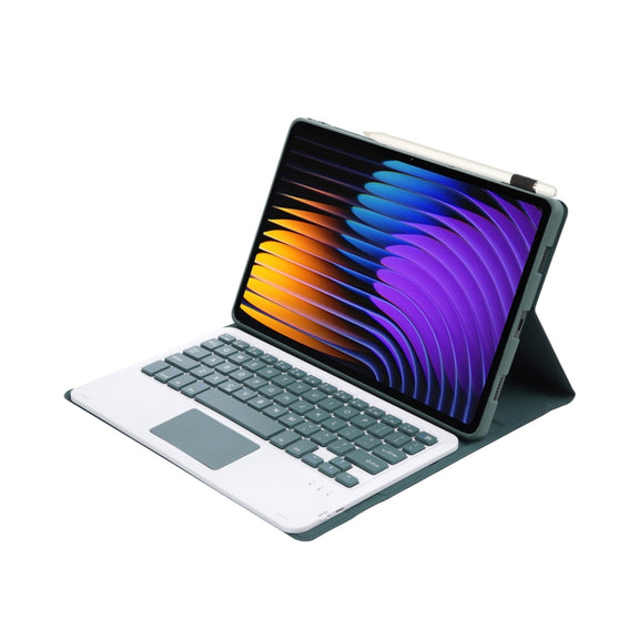 For Xiaomi Pad 7 / 7 Pro 11.2 inch A0N13-A Ultra-thin Detachable Bluetooth Keyboard Leather Tablet Case with Touchpad(Dark Green)