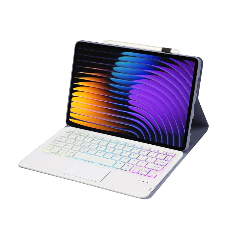 For Xiaomi Pad 7 / 7 Pro 11.2 inch A0N13-AS Ultra-thin Detachable Backlight Bluetooth Keyboard Leather Tablet Case with Touchpad(Lavender White) - free shipping - PMC Jewellery - Order now!