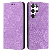 For Samsung Galaxy S25 Ultra 5G Ethnic Embossed Adsorption Leather Phone Case(Purple)