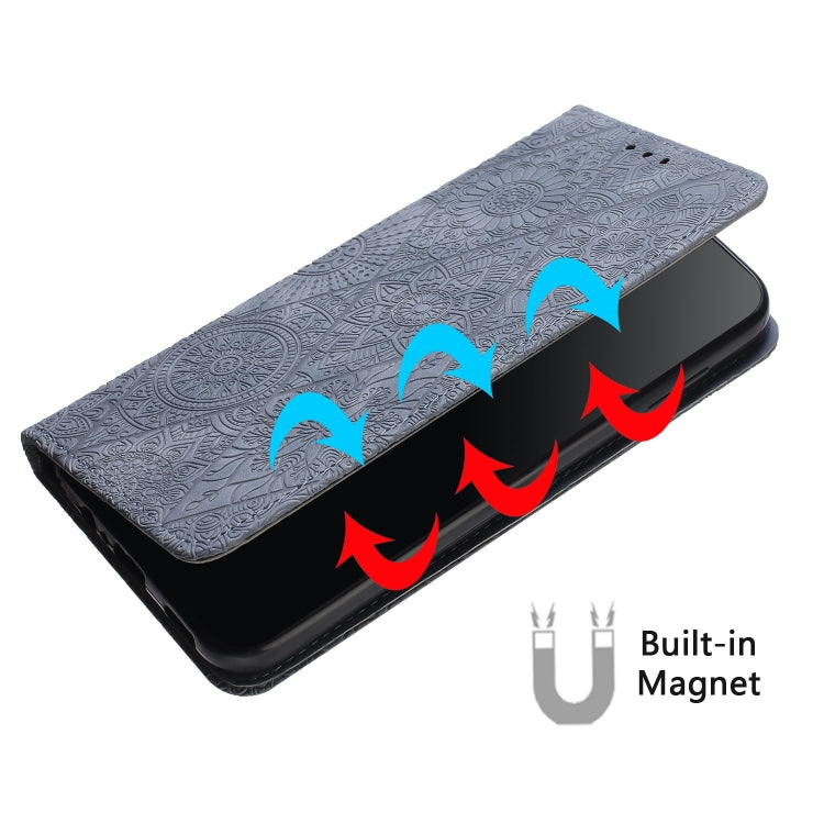 For Samsung Galaxy S25 Ultra 5G Ethnic Embossed Adsorption Leather Phone Case(Grey) - Galaxy S25 Ultra 5G Cases by PMC Jewellery | Online Shopping South Africa | PMC Jewellery | Buy Now Pay Later Mobicred