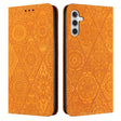 For Samsung Galaxy S25+ 5G Ethnic Embossed Adsorption Leather Phone Case(Yellow) - Galaxy S25+ 5G Cases by PMC Jewellery | Online Shopping South Africa | PMC Jewellery | Buy Now Pay Later Mobicred