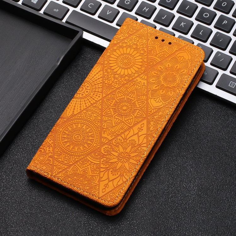For Samsung Galaxy S25+ 5G Ethnic Embossed Adsorption Leather Phone Case(Yellow)