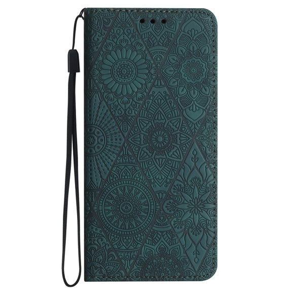 For Samsung Galaxy S25+ 5G Ethnic Embossed Adsorption Leather Phone Case(Blue)