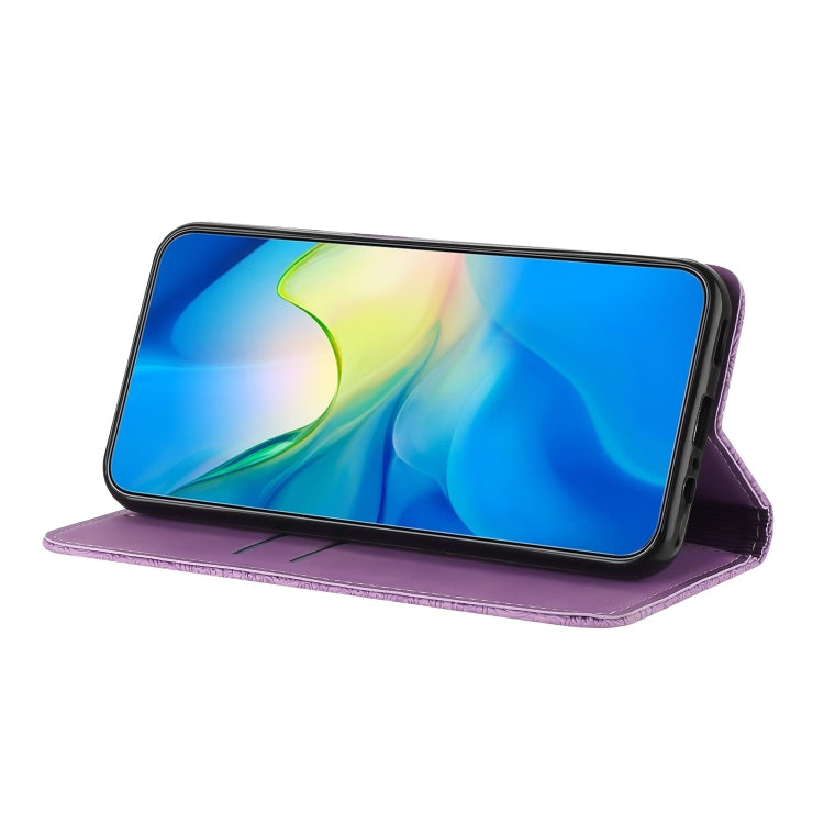 For Samsung Galaxy S25 5G Ethnic Embossed Adsorption Leather Phone Case(Purple) - Galaxy S25 5G Cases by PMC Jewellery | Online Shopping South Africa | PMC Jewellery | Buy Now Pay Later Mobicred