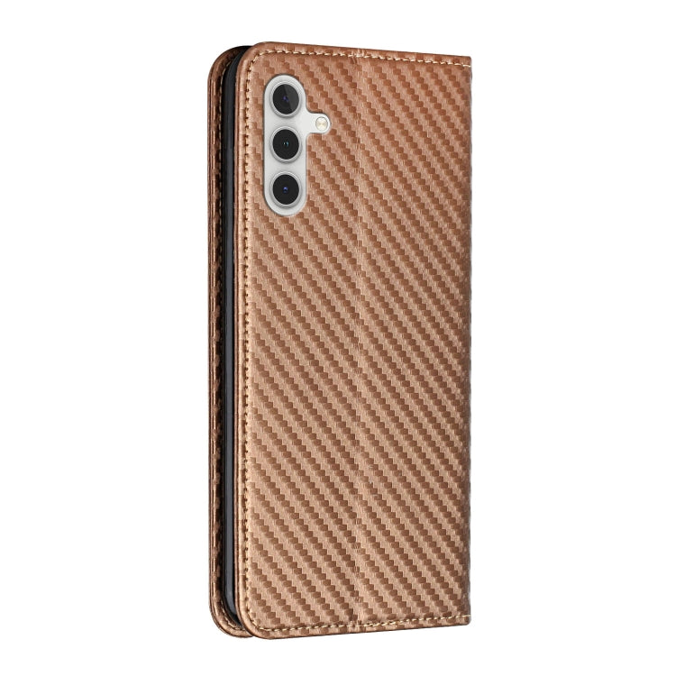 For Samsung Galaxy S25 5G Carbon Fiber Texture Magnetic Flip Leather Phone Case(Brown) - free shipping - PMC Jewellery - Order now!