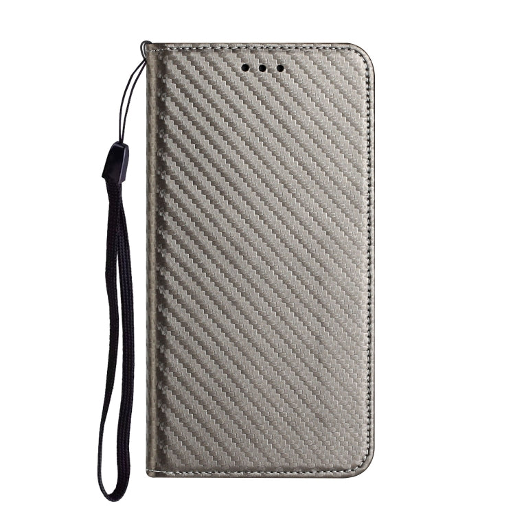 For Samsung Galaxy S25 5G Carbon Fiber Texture Magnetic Flip Leather Phone Case(Grey)
