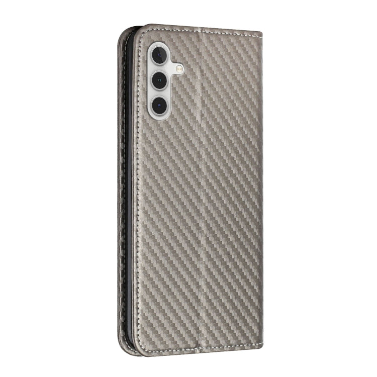For Samsung Galaxy S25 5G Carbon Fiber Texture Magnetic Flip Leather Phone Case(Grey) - free shipping - PMC Jewellery - Order now!