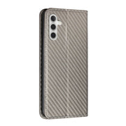 For Samsung Galaxy S25 5G Carbon Fiber Texture Magnetic Flip Leather Phone Case(Grey)