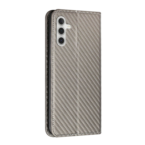 For Samsung Galaxy S25 5G Carbon Fiber Texture Magnetic Flip Leather Phone Case(Grey)