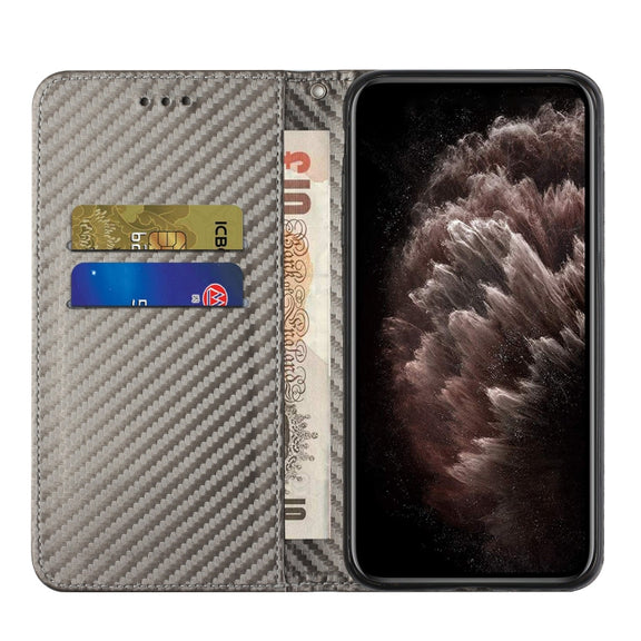 For Samsung Galaxy S25 5G Carbon Fiber Texture Magnetic Flip Leather Phone Case(Grey)
