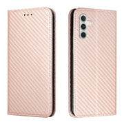 For Samsung Galaxy S25 5G Carbon Fiber Texture Magnetic Flip Leather Phone Case(Rose Gold)