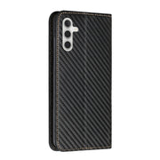 For Samsung Galaxy S25+ 5G Carbon Fiber Texture Magnetic Flip Leather Phone Case(Black)