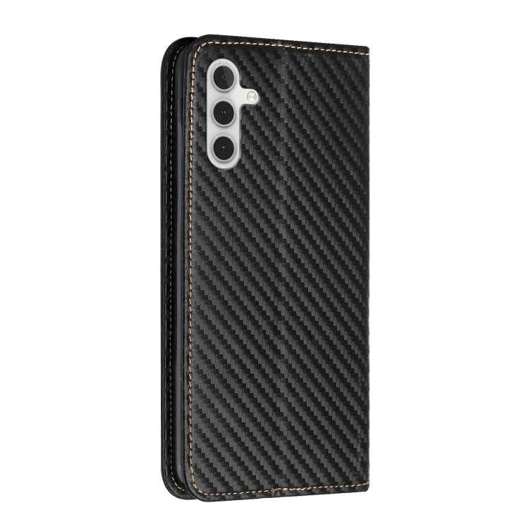 For Samsung Galaxy S25+ 5G Carbon Fiber Texture Magnetic Flip Leather Phone Case(Black)