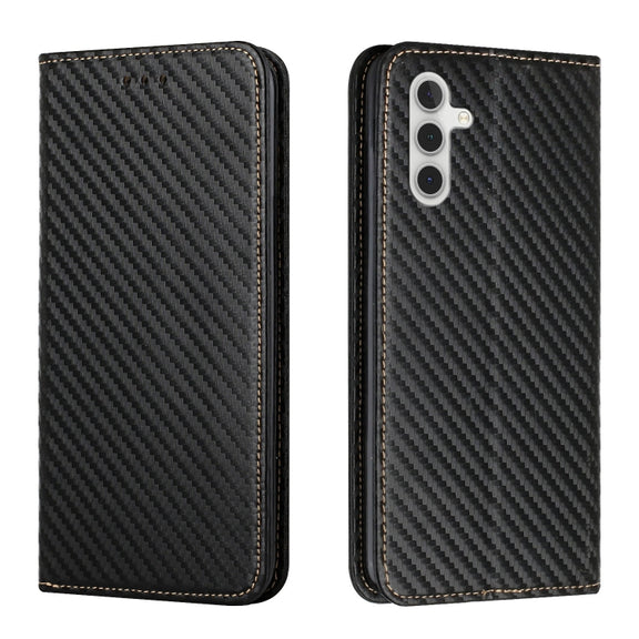For Samsung Galaxy S25+ 5G Carbon Fiber Texture Magnetic Flip Leather Phone Case(Black)