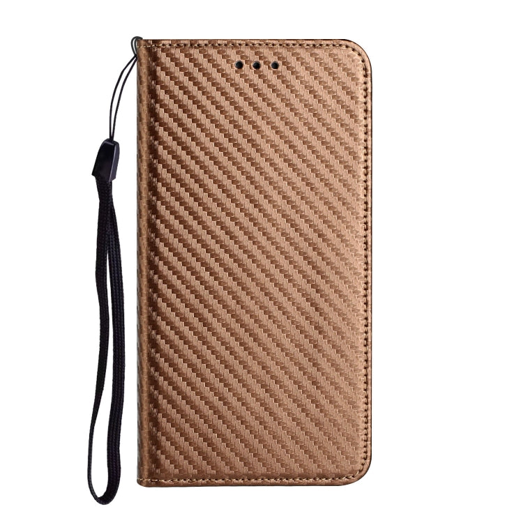 For Samsung Galaxy S25+ 5G Carbon Fiber Texture Magnetic Flip Leather Phone Case(Brown) - free shipping - PMC Jewellery - Order now!