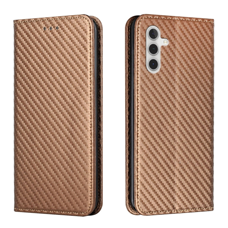 For Samsung Galaxy S25+ 5G Carbon Fiber Texture Magnetic Flip Leather Phone Case(Brown) - free shipping - PMC Jewellery - Order now!