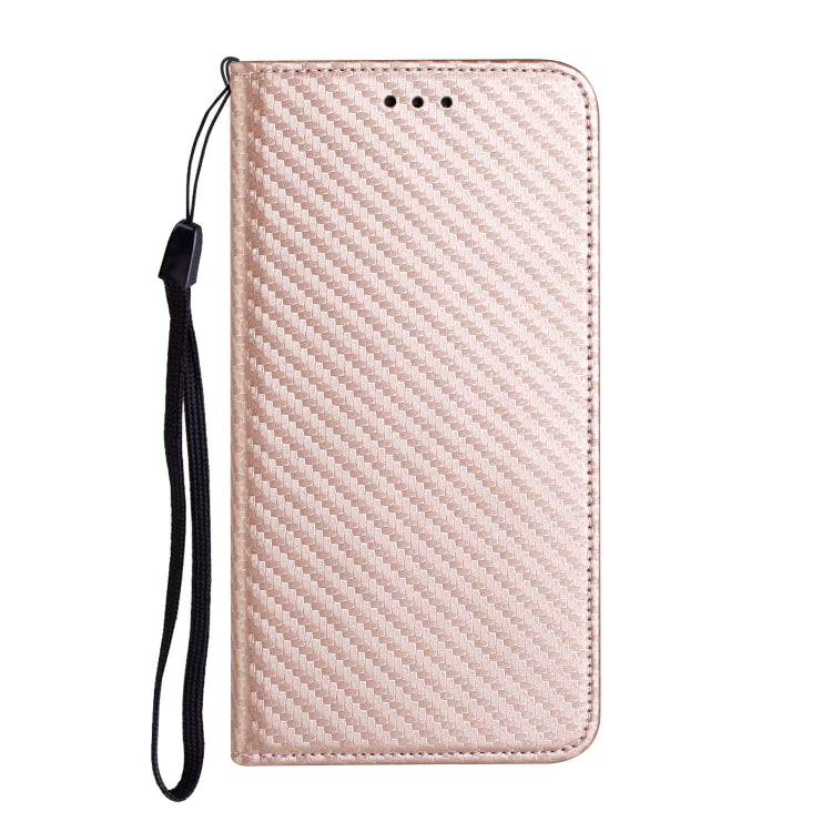 For Samsung Galaxy S25+ 5G Carbon Fiber Texture Magnetic Flip Leather Phone Case(Rose Gold)
