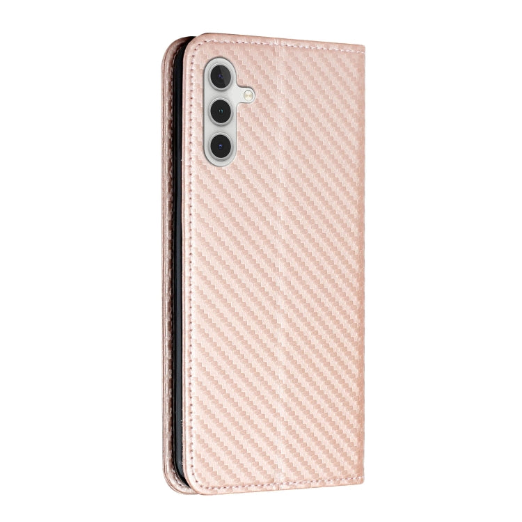For Samsung Galaxy S25+ 5G Carbon Fiber Texture Magnetic Flip Leather Phone Case(Rose Gold)