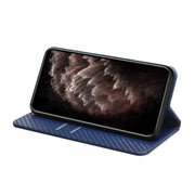 For Samsung Galaxy S25 Ultra 5G Carbon Fiber Texture Magnetic Flip Leather Phone Case(Blue)
