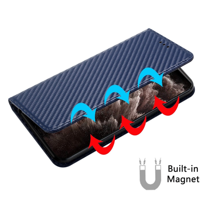 For Samsung Galaxy S25 Ultra 5G Carbon Fiber Texture Magnetic Flip Leather Phone Case(Blue)