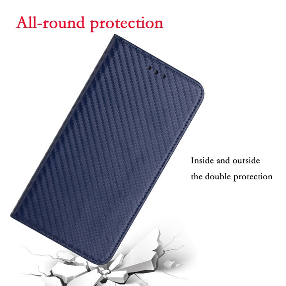 For Samsung Galaxy S25 Ultra 5G Carbon Fiber Texture Magnetic Flip Leather Phone Case(Blue)