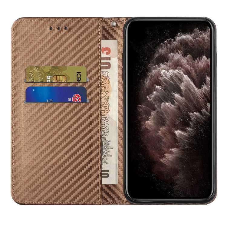 For Samsung Galaxy S25 Ultra 5G Carbon Fiber Texture Magnetic Flip Leather Phone Case(Brown) - Galaxy S25 Ultra 5G Cases by PMC Jewellery | Online Shopping South Africa | PMC Jewellery | Buy Now Pay Later Mobicred
