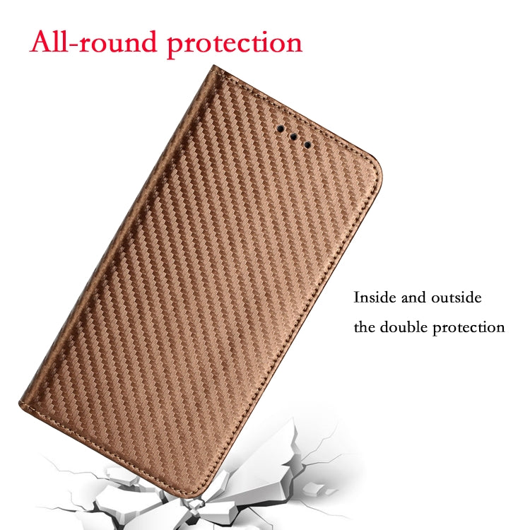 For Samsung Galaxy S25 Ultra 5G Carbon Fiber Texture Magnetic Flip Leather Phone Case(Brown) - Galaxy S25 Ultra 5G Cases by PMC Jewellery | Online Shopping South Africa | PMC Jewellery | Buy Now Pay Later Mobicred