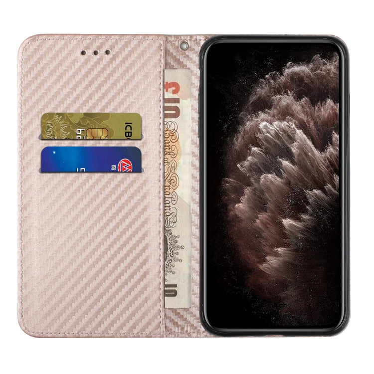 For Samsung Galaxy S25 Ultra 5G Carbon Fiber Texture Magnetic Flip Leather Phone Case(Rose Gold) - Galaxy S25 Ultra 5G Cases by PMC Jewellery | Online Shopping South Africa | PMC Jewellery | Buy Now Pay Later Mobicred