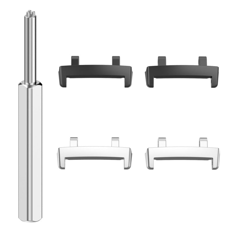 For Amazfit T-Rex 3 1 Pair Metal Head Adapter Watch Band Connector With Removal Tool(Silver)