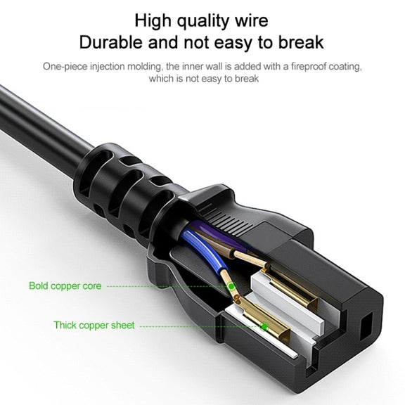 EU Plug Computer PC Power Cord 3 Pin Cable, Length:5m(Black)