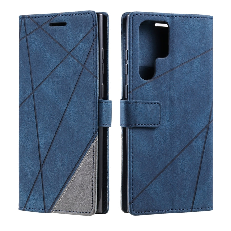 For Samsung Galaxy S25 Ultra 5G Skin Feel Splicing Leather Phone Case(Blue) - free shipping - PMC Jewellery - Order now!