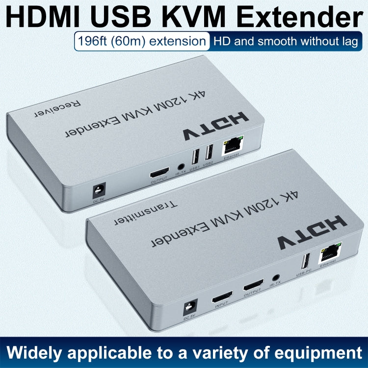 120m HDMI USB KVM 4K Network Extender, Plug:US Plug