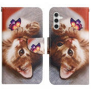 For Samsung Galaxy S25 5G Colored Drawing Pattern Leather Phone Case(Butterfly Cat)