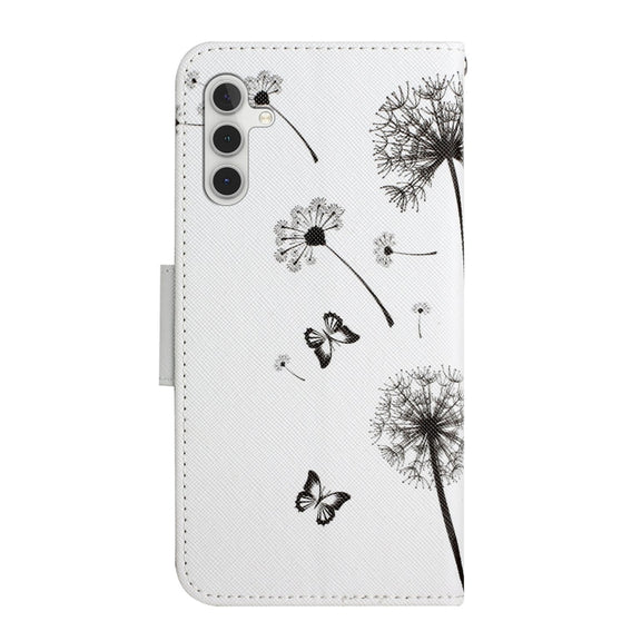 For Samsung Galaxy S25 5G Colored Drawing Pattern Leather Phone Case(Dandelion)